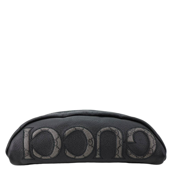 GUCCI Logo Grained Calfskin Embossed Leather Belt Bag Black