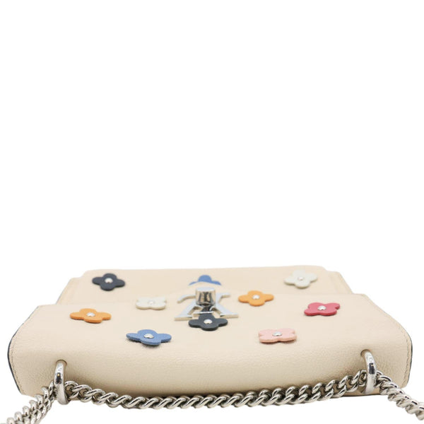 LOUIS VUITTON MyLockMe Fleurs BB Leather Chain Shoulder Bag Cream