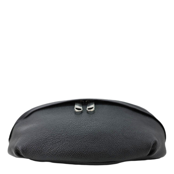 GUCCI Logo Grained Calfskin Embossed Leather Belt Bag Black