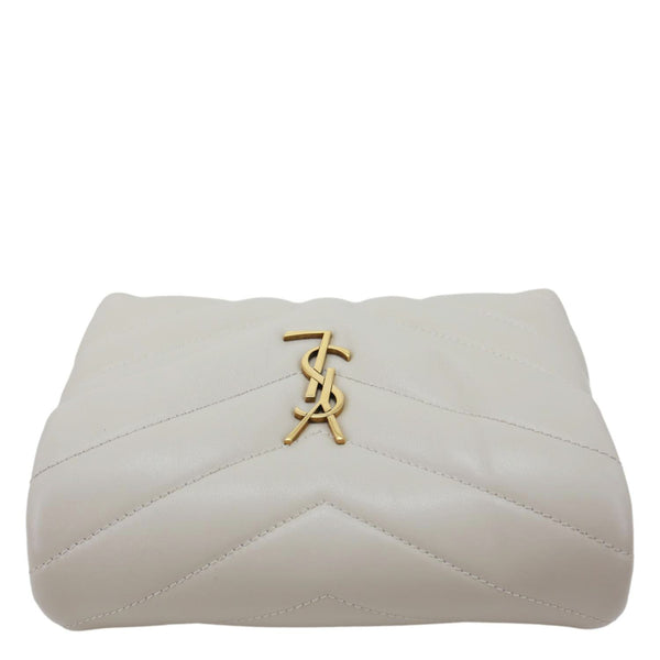 YVES SAINT LAURENT Loulou Quilted Calfskin Leather Shoulder Bag Beige
