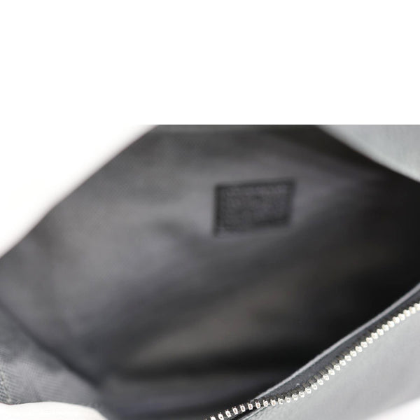 GUCCI Logo Grained Calfskin Embossed Leather Belt Bag Black