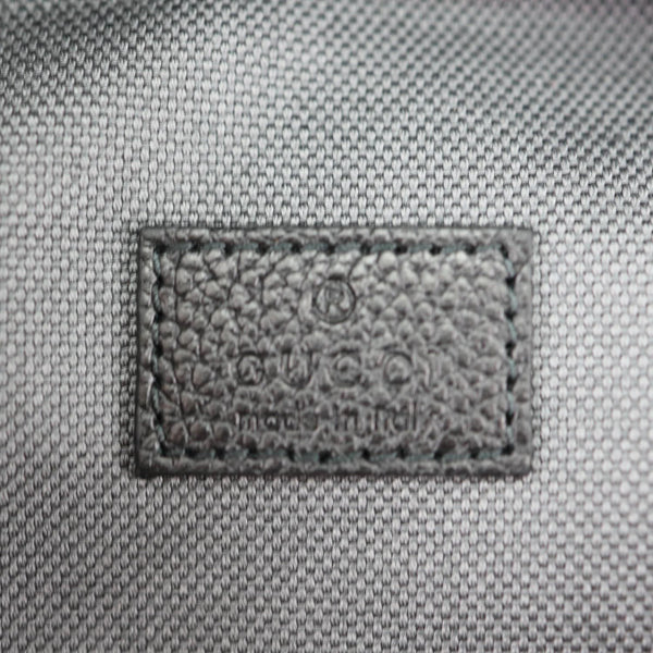 GUCCI Logo Grained Calfskin Embossed Leather Belt Bag Black