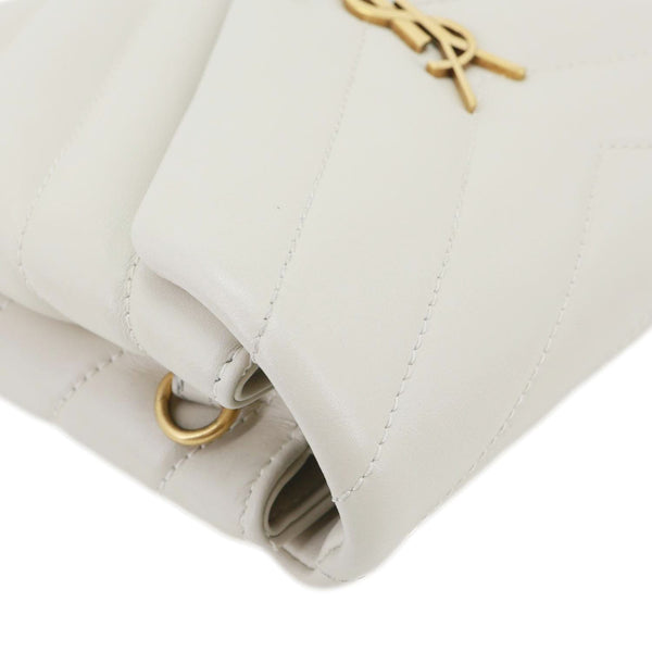 YVES SAINT LAURENT Loulou Quilted Calfskin Leather Shoulder Bag Beige