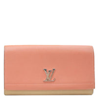 LOUIS VUITTON Lockme II Calfskin Leather Wallet Pink