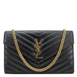 YVES SAINT LAURENT Cassandre Envelope Grain De Poudre Matelasse Leather Chain Wallet Black
