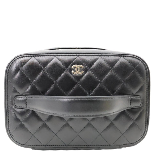 CHANEL Classic Medium Quilted Caviar Leather Chain Vanity Case Black