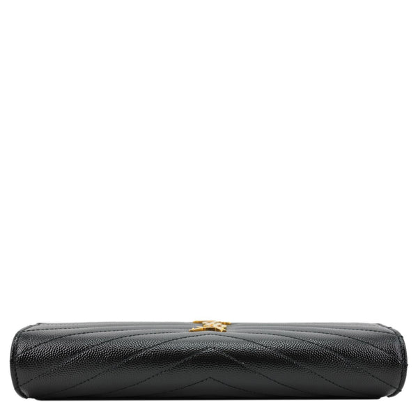 YVES SAINT LAURENT Cassandre Envelope Grain De Poudre Matelasse Leather Chain Wallet Black