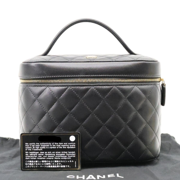 CHANEL Classic Medium Quilted Caviar Leather Chain Vanity Case Black