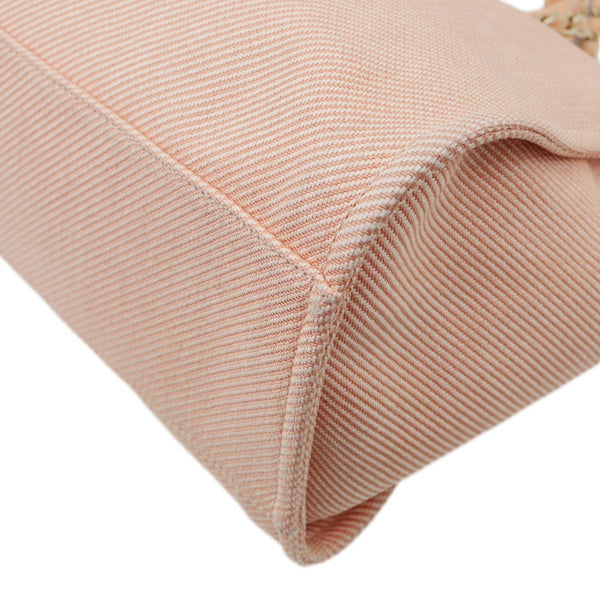 CHANEL Deauville Mixed Fibers Calfskin Leather Tote Bag Peach