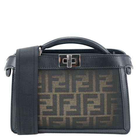 FENDI Peekaboo ISEEU FF Canvas Crossbody Bag Black