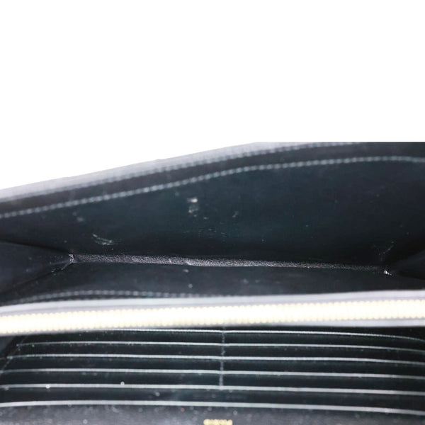 YVES SAINT LAURENT Cassandre Envelope Grain De Poudre Matelasse Leather Chain Wallet Black