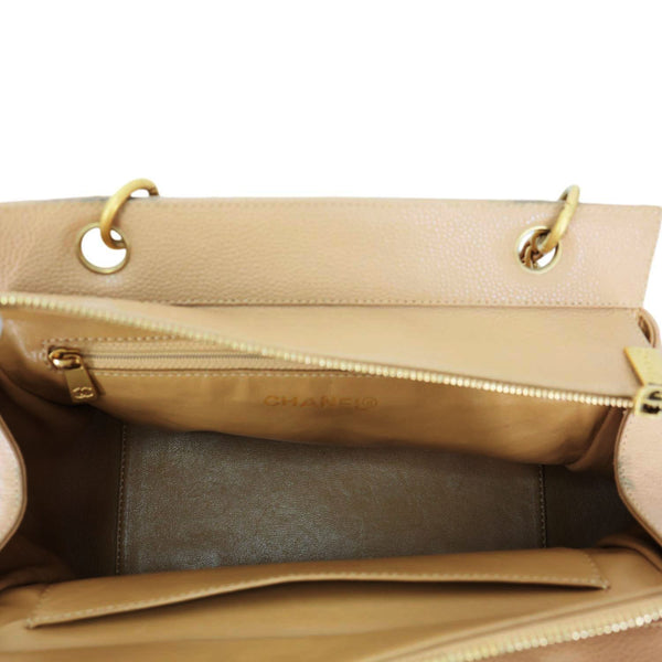 CHANEL Petite Timeless Quilted Caviar Leather Tote Bag Beige