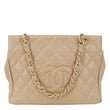 CHANEL Petite Timeless Quilted Caviar Leather Tote Bag Beige