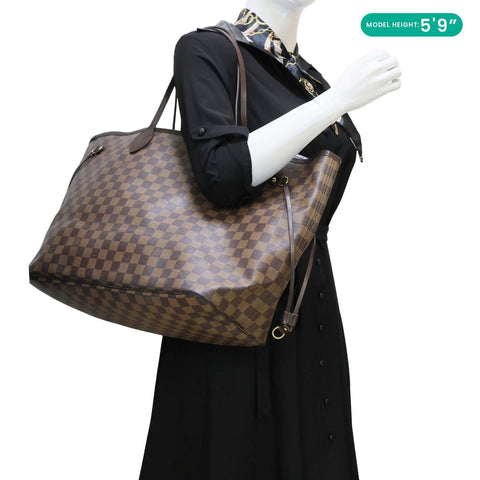 LOUIS VUITTON Neverfull GM Damier Ebene Shoulder Bag Brown