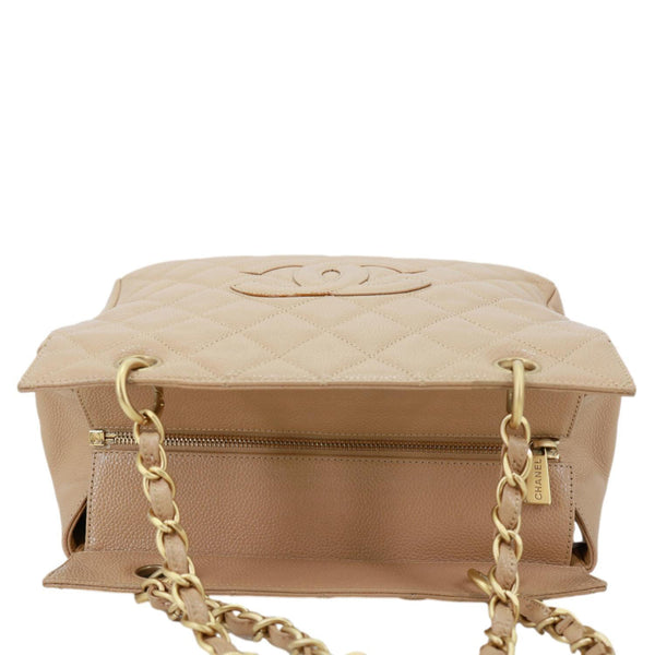CHANEL Petite Timeless Quilted Caviar Leather Tote Bag Beige
