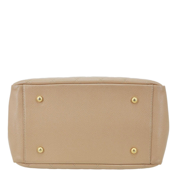 CHANEL Petite Timeless Quilted Caviar Leather Tote Bag Beige