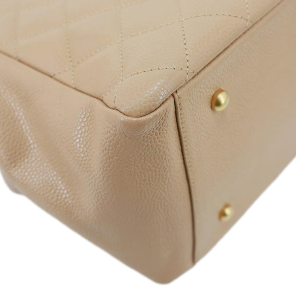 CHANEL Petite Timeless Quilted Caviar Leather Tote Bag Beige