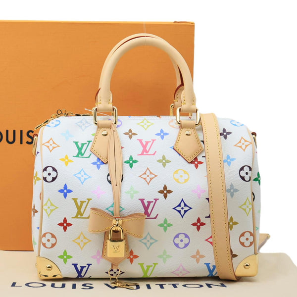 LOUIS VUITTON LV x TM Speedy 25 Bandouliere Monogram Multicolor Canvas Shoulder Bag White