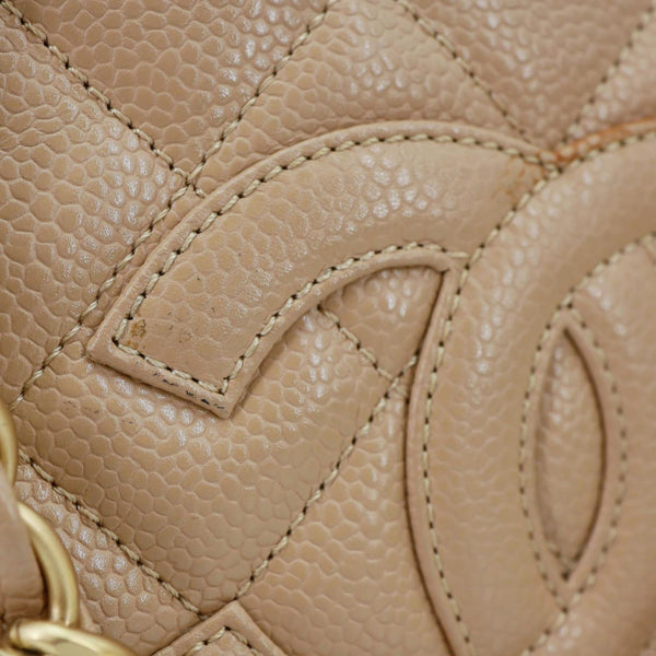 CHANEL Petite Timeless Quilted Caviar Leather Tote Bag Beige