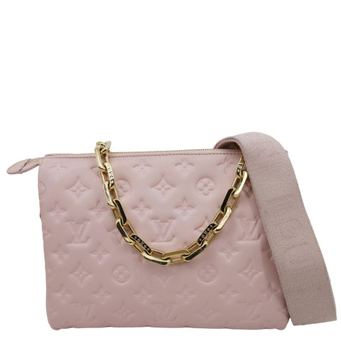 LOUIS VUITTON Coussin PM Monogram Embossed Leather Shoulder Bag Pink
