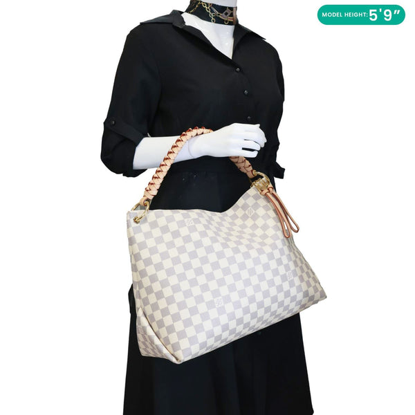 LOUIS VUITTON Beaubourg MM Damier Azur Hobo Bag Rose Ballerine