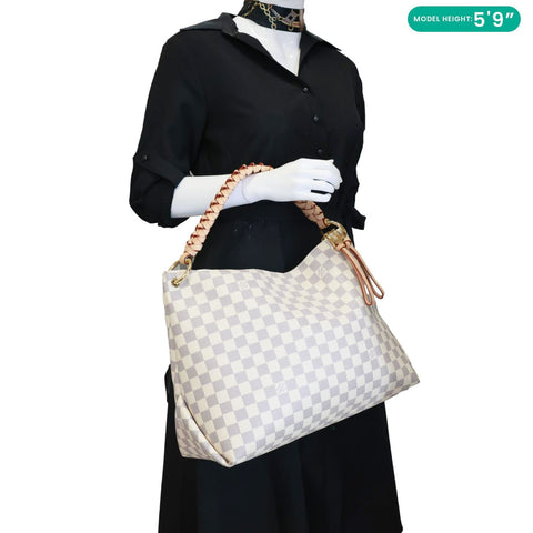 LOUIS VUITTON Beaubourg MM Damier Azur Hobo Bag Rose Ballerine