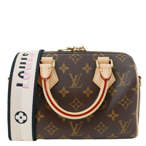 LOUIS VUITTON Speedy 20 Bandouliere Monogram Canvas Shoulder Bag Brown