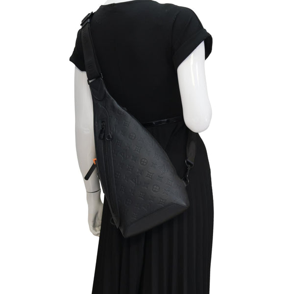 LOUIS VUITTON Duo Slingbag Monogram Shadow Leather Crossbody Bag Black
