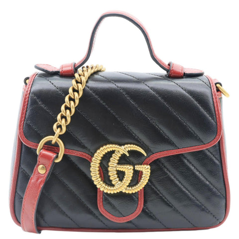 GUCCI GG Marmont Mini Top Handle Crossbody Bag Black 583571