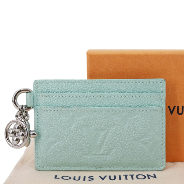 LOUIS VUITTON Monogram Empreinte Leather Charms Card Holder Turquoise
