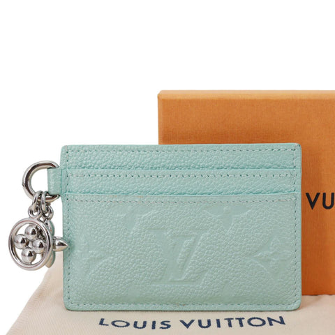 LOUIS VUITTON Monogram Empreinte Leather Charms Card Holder Turquoise