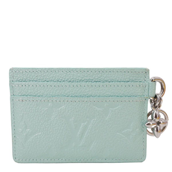 LOUIS VUITTON Monogram Empreinte Leather Charms Card Holder Turquoise