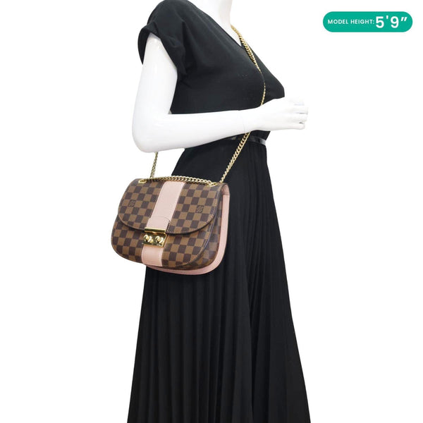 LOUIS VUITTON Wight Damier Ebene Shoulder Bag Rose Ballerine