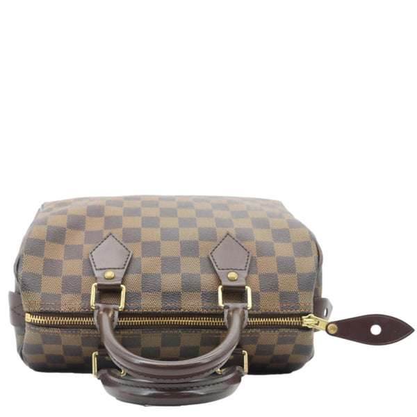 Louis Vuitton Speedy 25 Damier Ebene Brown Satchel Bag - Top View