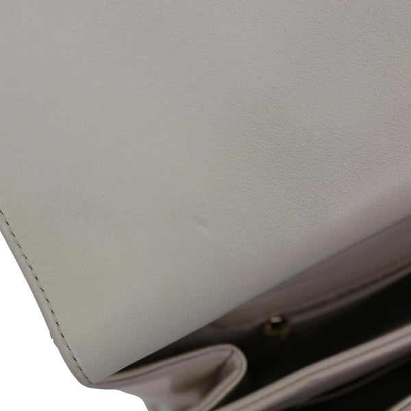 CHANEL Coco Luxe Flap Quilted Lambskin Leather Top Handle Shoulder Bag Off White