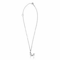 HERMES Panache Horse Palladium Plated Metal Pendant Necklace Silver