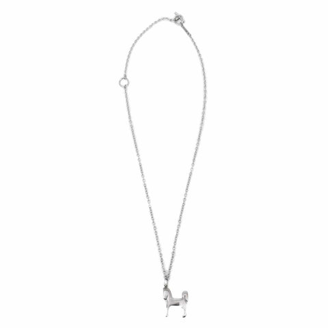 HERMES Panache Horse Palladium Plated Metal Pendant Necklace Silver