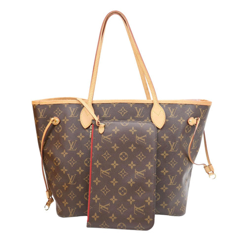 LOUIS VUITTON Neverfull MM Monogram Canvas Tote Bag Brown