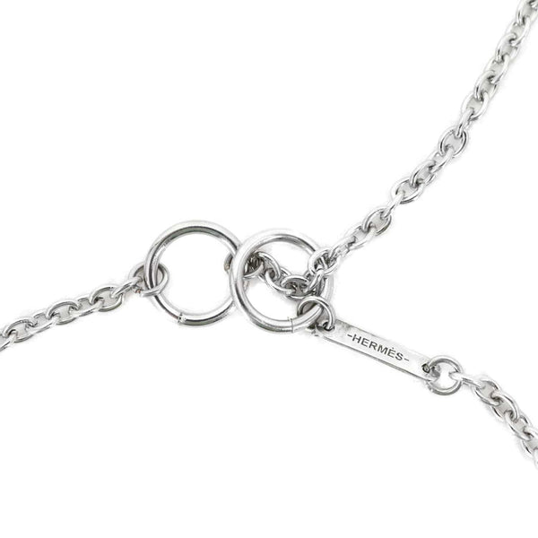 HERMES Panache Horse Palladium Plated Metal Pendant Necklace Silver