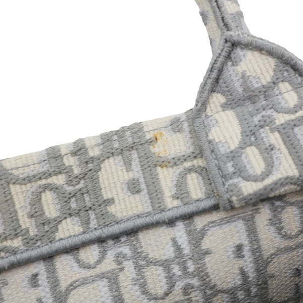 CHRISTIAN DIOR Book Medium Oblique Canvas Tote Bag Grey