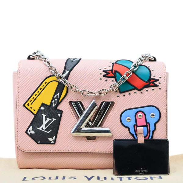 LOUIS VUITTON Twist MM Patches Epi Leather Crossbody Bag Pink