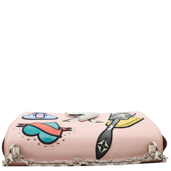 LOUIS VUITTON Twist MM Patches Epi Leather Crossbody Bag Pink