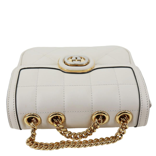 GUCCI Deco Small Quilted Calfskin Leather Shoulder Bag White 241457