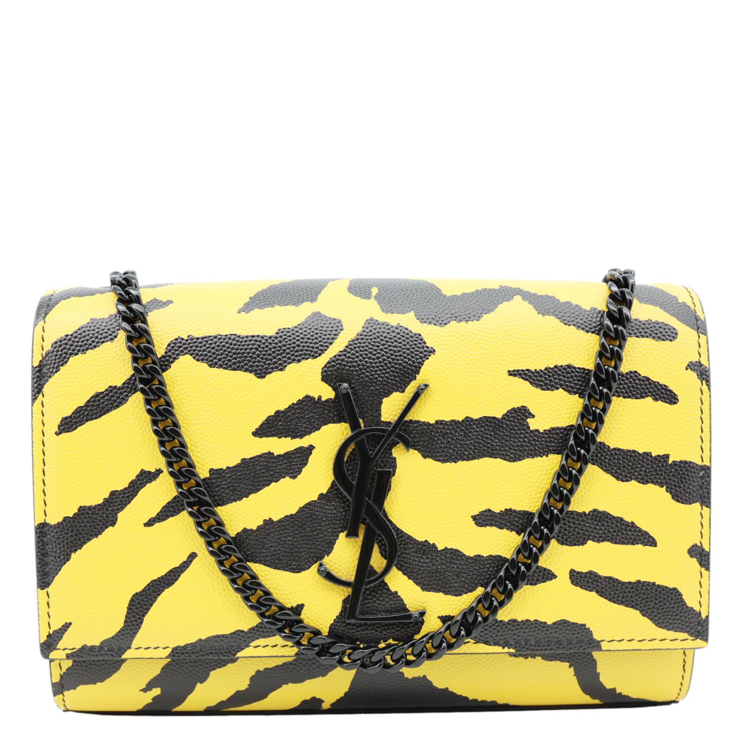YVES SAINT LAURENT Classic Kate Zebra Print Leather Crossbody Bag Yell