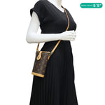 LOUIS VUITTON Fold Me Pouch Monogram Canvas Shoulder Bag Brown
