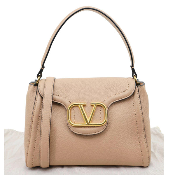 VALENTINO Garavani Alltime Small Calfskin Leather Top Handle Shoulder Bag Pink