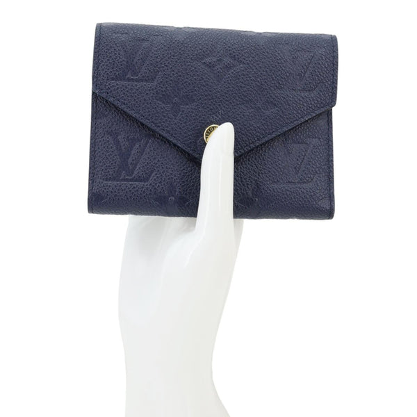 LOUIS VUITTON Victorine Monogram Empreinte Leather Wallet Navy Blue