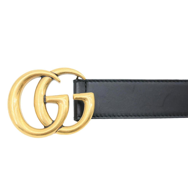 GUCCI GG Buckle Marmont Leather Belt Size 90.36 Black 414516