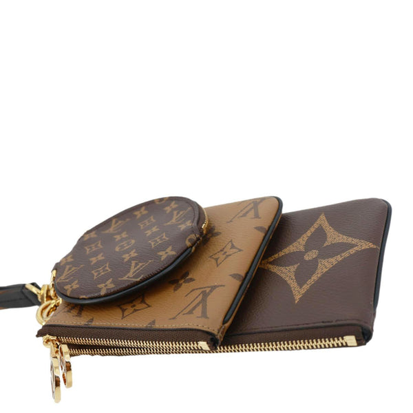 LOUIS VUITTON Monogram Reverse Canvas Trio Pouch Bag Brown