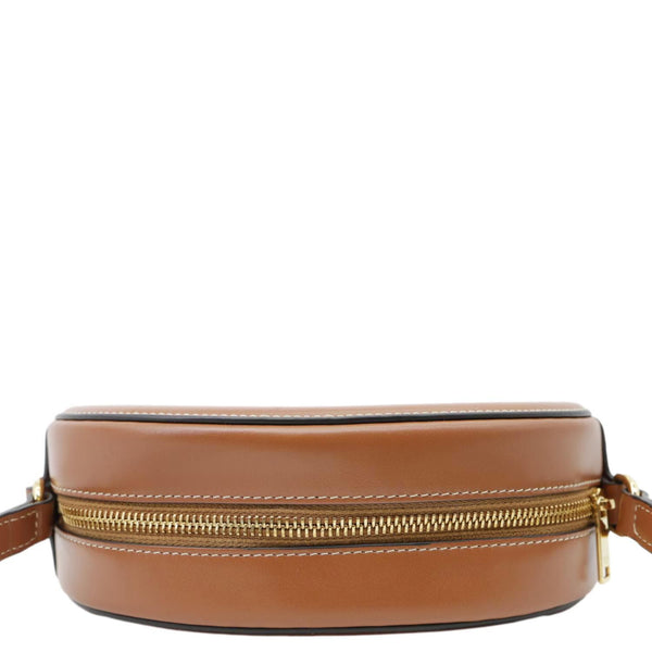 CELINE Triomphe Oval Calfskin Cuir Shoulder Bag Tan